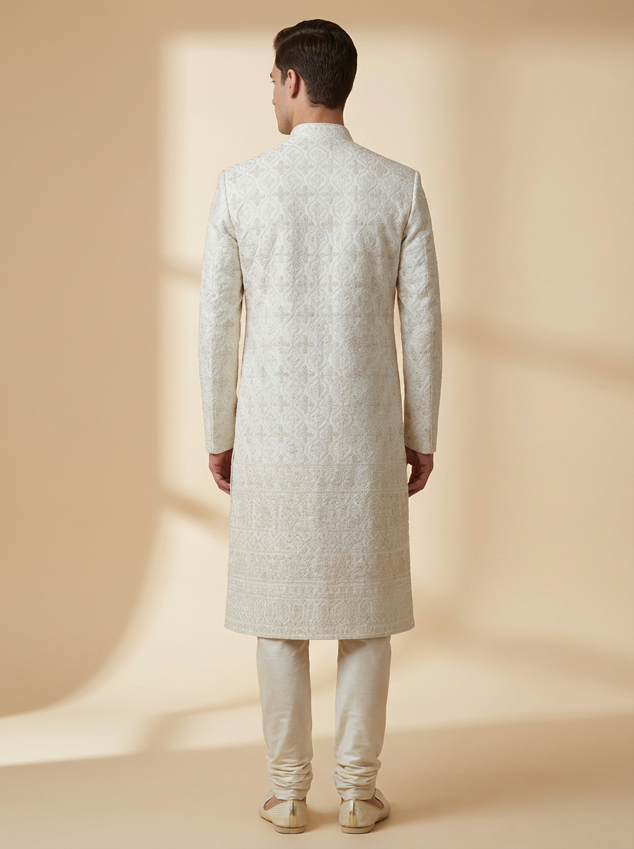 Ivory Luxe Patterned Sherwani Set