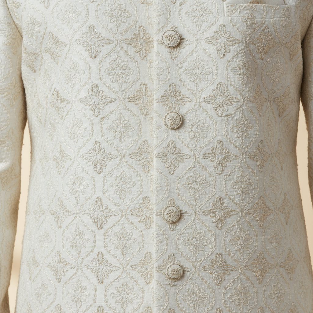 Ivory Luxe Patterned Sherwani Set